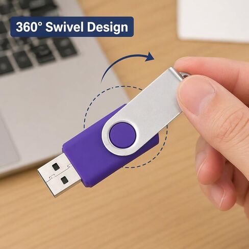 4GB USB 2.0 Flash Drive, Swivel Thumb Drives Jump Drive Memory Stick Pen Drive with Keychain Hole for PC Laptop Data Storage & Backup, Color Random in Kuwait