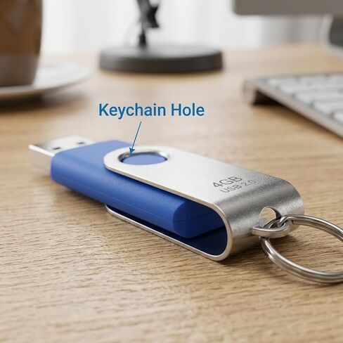 4GB USB 2.0 Flash Drive, Swivel Thumb Drives Jump Drive Memory Stick Pen Drive with Keychain Hole for PC Laptop Data Storage & Backup, Color Random in Kuwait