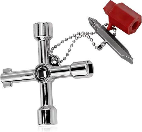 4 in 1 Universal Utilities Cross Water Key, 4 Way Multi-Functional Key with Bit, Zinc Alloy Plumber Electrical Tools for Water Meter Valve, Electrical Cupboard Box, Train Door and More in Saudi Arabia