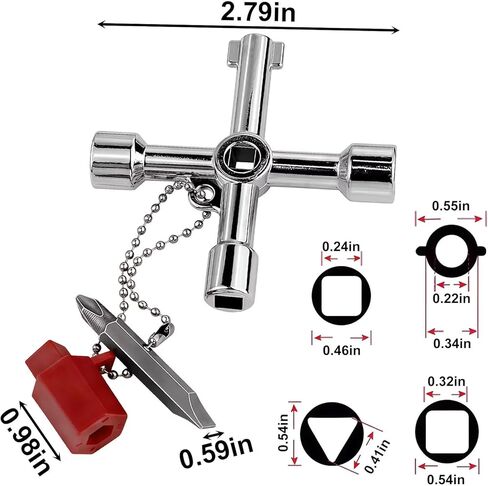 4 in 1 Universal Utilities Cross Water Key, 4 Way Multi-Functional Key with Bit, Zinc Alloy Plumber Electrical Tools for Water Meter Valve, Electrical Cupboard Box, Train Door and More in Saudi Arabia
