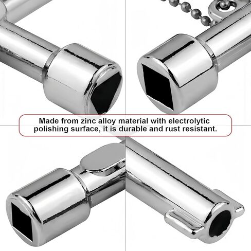 4 in 1 Universal Utilities Cross Water Key, 4 Way Multi-Functional Key with Bit, Zinc Alloy Plumber Electrical Tools for Water Meter Valve, Electrical Cupboard Box, Train Door and More in Saudi Arabia