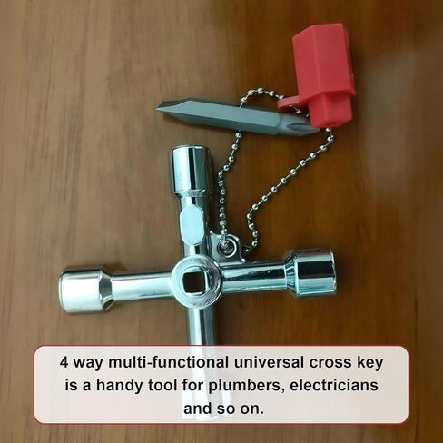 4 in 1 Universal Utilities Cross Water Key, 4 Way Multi-Functional Key with Bit, Zinc Alloy Plumber Electrical Tools for Water Meter Valve, Electrical Cupboard Box, Train Door and More in Saudi Arabia