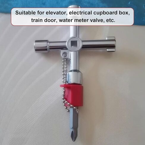 4 in 1 Universal Utilities Cross Water Key, 4 Way Multi-Functional Key with Bit, Zinc Alloy Plumber Electrical Tools for Water Meter Valve, Electrical Cupboard Box, Train Door and More in Saudi Arabia