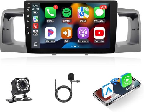 Naifay Fast Boot Linux Car Radio for Toyota Corolla 2003 2004 2005 2006 2007 2008, 9" IPS Touchscreen for Corolla Radio with Wireless Carplay/Android Auto/Bluetooth/FM/Mirrorlink/SWC/Camera/MIC in Kuwait