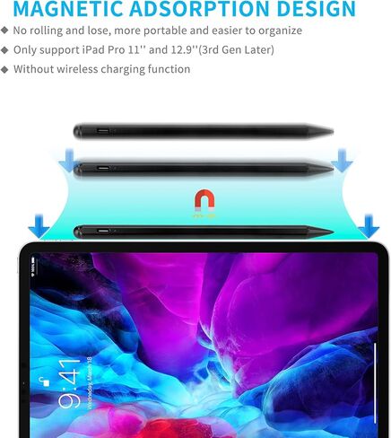 قلم ستايلس لجهاز Apple iPad 10.2" 11th/10th/9th/8th/7th/6th Generation، قلم لمس نشط مع قلم ذو طرف رفيع عالي الحساسية 1.5 مم متوافق مع Apple iPad 10.2" 11/10/9/8/7/6، أسود in Kuwait
