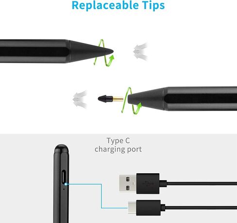 قلم ستايلس لجهاز Apple iPad 10.2" 11th/10th/9th/8th/7th/6th Generation، قلم لمس نشط مع قلم ذو طرف رفيع عالي الحساسية 1.5 مم متوافق مع Apple iPad 10.2" 11/10/9/8/7/6، أسود in Kuwait