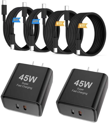 25W Type C Charger, 4-Pack Type C Fast Charging Block, with 6ft Cable Compatible Galaxy S25 S24 S23 S22 S21 S20 S10 S9/i Phone 17/16/15 in Saudi Arabia