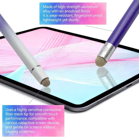 عبوة من قلمين عاليي الحساسية لشاشات اللمس - أقلام دقيقة مزدوجة الرأس لأجهزة iPad وiPhone وAndroid والأجهزة اللوحية (بنفسجي + وردي) in Kuwait