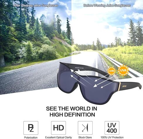 Jefoo Fit Over Glasses نظارات شمسية رياضية مستقطبة كبيرة الحجم للنساء والرجال نظارات شمسية عصرية ريترو حماية من الأشعة فوق البنفسجية 400 in Kuwait