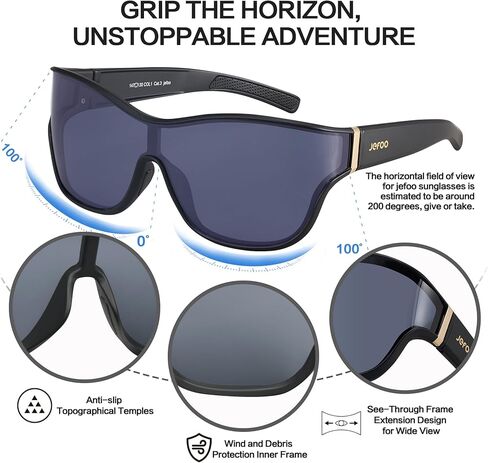 Jefoo Fit Over Glasses نظارات شمسية رياضية مستقطبة كبيرة الحجم للنساء والرجال نظارات شمسية عصرية ريترو حماية من الأشعة فوق البنفسجية 400 in Kuwait