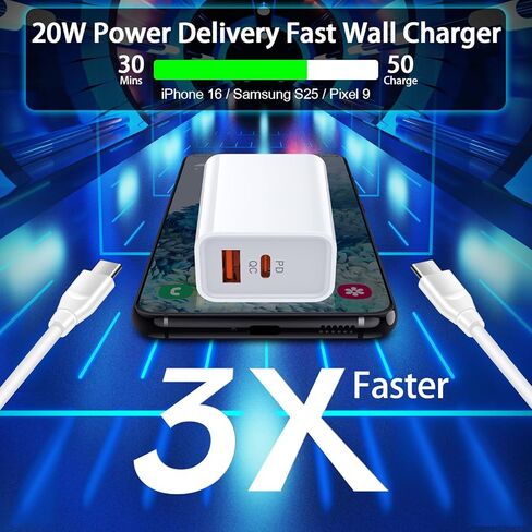 لفون 17e شاحن كتلة، 20W سريع فون 17 برو ماكس سلك شاحن 60W 6FT USB C إلى USB C كابل لفون 17 برو الهواء 16 برو ماكس 16 زائد 16Pro 15Pro ماكس، 2 منفذ نوع C + قابس جدار شحن سريع in Kuwait