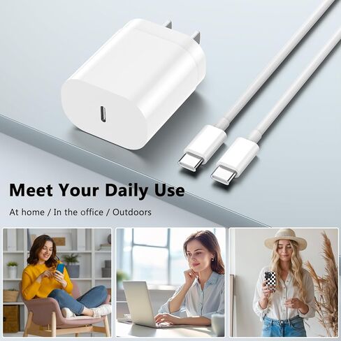 USB C Charger Fast Charging for iPhone 15/16 with 3FT Charging Cord, 30W Wall Fast Charger Adapter with 3ft Type C to C Cable for iPhone 16/16 Pro/15 Plus/15 Pro/15 Pro Max/iPad Pro/Air/Samsung in Kuwait