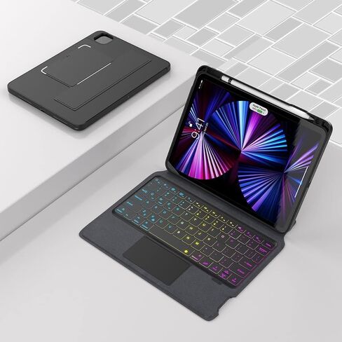 Keyboard Touchpad Case for 11-inch iPad Pro 2021 3rd_Gen / 2020 2nd_Gen / 2018, iPad Air 2020 4th Gen Case with Touchpad Backlight Magic Keyboard,Speech-to-Text Function, Pencil Holder and Flip Stand in Kuwait