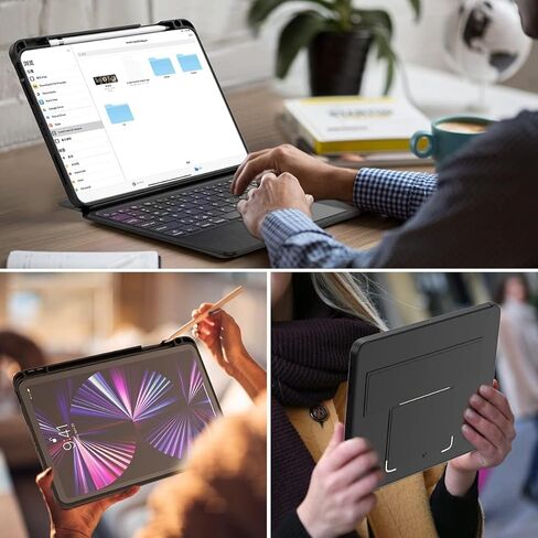 Keyboard Touchpad Case for 11-inch iPad Pro 2021 3rd_Gen / 2020 2nd_Gen / 2018, iPad Air 2020 4th Gen Case with Touchpad Backlight Magic Keyboard,Speech-to-Text Function, Pencil Holder and Flip Stand in Kuwait