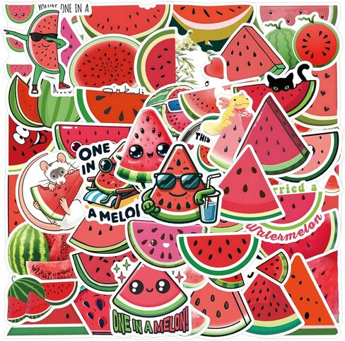 50PCs Watermelon Stickers Pack,Vinyl Fruit Stickers for Hydro Flask, Laptop, Water Bottle, Kids, Toddlers, Teens, Girls, Guitar, Skateboard, Scrapbook, Journal Party Favors(Watermelons) in Kuwait