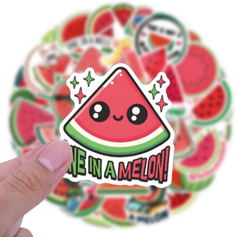 50PCs Watermelon Stickers Pack,Vinyl Fruit Stickers for Hydro Flask, Laptop, Water Bottle, Kids, Toddlers, Teens, Girls, Guitar, Skateboard, Scrapbook, Journal Party Favors(Watermelons) in Kuwait