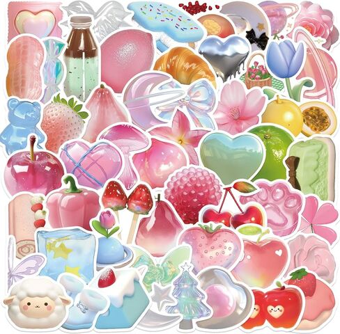 50PCs Watermelon Stickers Pack,Vinyl Fruit Stickers for Hydro Flask, Laptop, Water Bottle, Kids, Toddlers, Teens, Girls, Guitar, Skateboard, Scrapbook, Journal Party Favors(Watermelons) in Kuwait