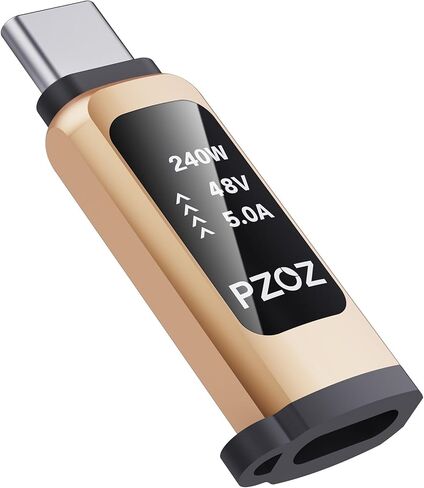 محول موسع USB C من pzoz مع شاشة LED، 240 واط من النوع C ذكر إلى أنثى، نقل بيانات بسرعة 40 جيجابت في الثانية، فيديو 8k@60 هرتز، متوافق مع MacBook وiPad وThunderbolt 4/3 in Kuwait
