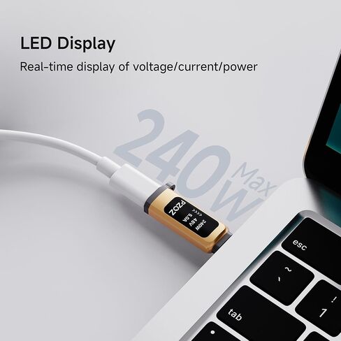 محول موسع USB C من pzoz مع شاشة LED، 240 واط من النوع C ذكر إلى أنثى، نقل بيانات بسرعة 40 جيجابت في الثانية، فيديو 8k@60 هرتز، متوافق مع MacBook وiPad وThunderbolt 4/3 in Kuwait