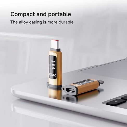 محول موسع USB C من pzoz مع شاشة LED، 240 واط من النوع C ذكر إلى أنثى، نقل بيانات بسرعة 40 جيجابت في الثانية، فيديو 8k@60 هرتز، متوافق مع MacBook وiPad وThunderbolt 4/3 in Kuwait