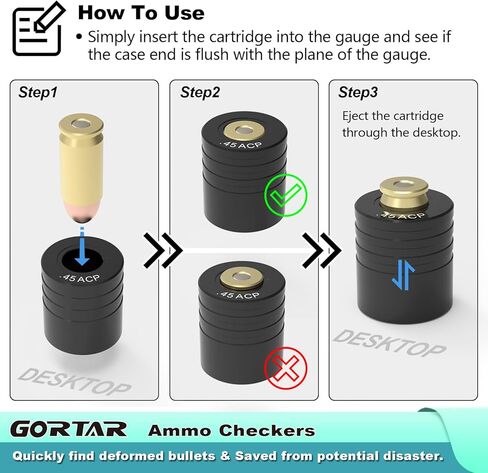 مقياس خرطوشة مدقق الذخيرة من GORTAR لإعادة التحميل (9 مم و45ACP و38SPL) in Kuwait