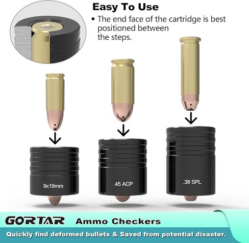 مقياس خرطوشة مدقق الذخيرة من GORTAR لإعادة التحميل (9 مم و45ACP و38SPL) in Kuwait