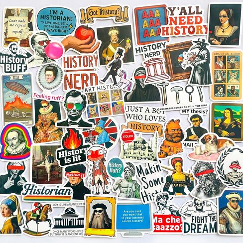 50pcs Funny Historical Figures Meme Stickers Pack – Philosopher Scientist Author Art Quotes History Decals for Laptop Water Bottle Scrapbook Journal Teacher Student Gifts in Saudi Arabia