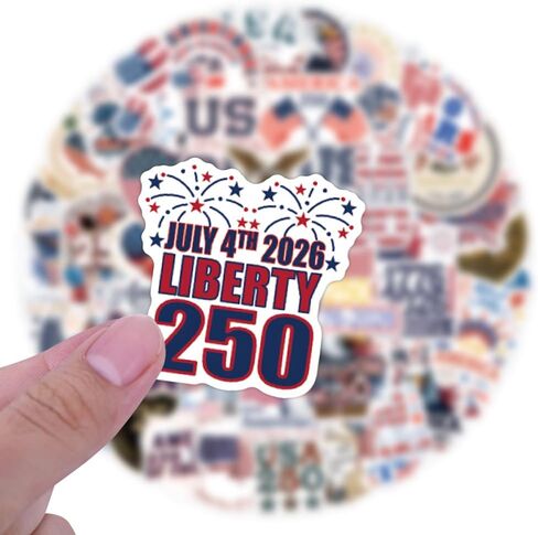 حزمة ملصقات الذكرى السنوية الـ 250 للولايات المتحدة، ملصقات الاحتفال بيوم الاستقلال في الولايات المتحدة الأمريكية 1776-2026، 56 قطعة، أحمر أبيض وأزرق in Kuwait