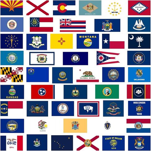 Aurange 50Pcs American State Flag Stickers,Flag Decals of The US States (Rectangle) in Kuwait