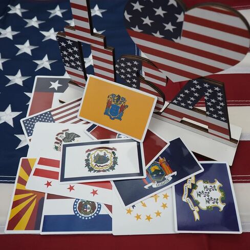 Aurange 50Pcs American State Flag Stickers,Flag Decals of The US States (Rectangle) in Kuwait