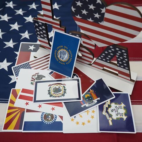 Aurange 50Pcs American State Flag Stickers,Flag Decals of The US States (Rectangle) in Kuwait