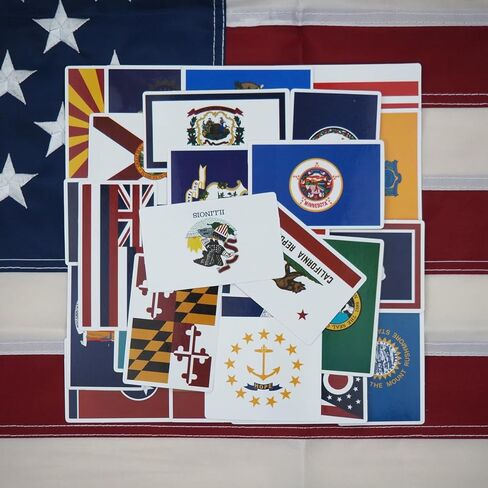 Aurange 50Pcs American State Flag Stickers,Flag Decals of The US States (Rectangle) in Kuwait