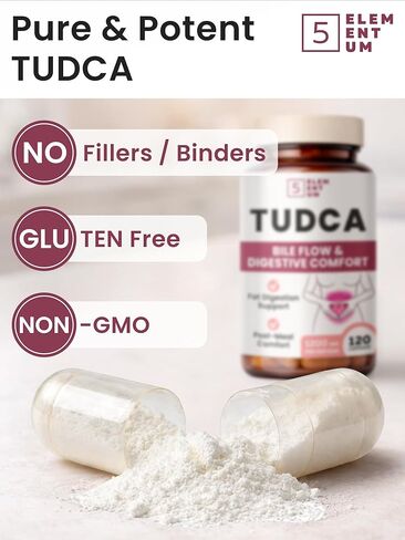 TUDCA Supplement 1200mg – Premium Bile Salts & Tauroursodeoxycholic Acid for Fat Digestion – Liver & Gallbladder Support for Women, Post-Meal Comfort – 120 Capsules in Saudi Arabia