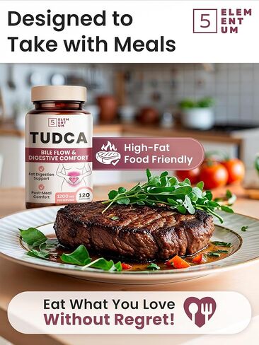 TUDCA Supplement 1200mg – Premium Bile Salts & Tauroursodeoxycholic Acid for Fat Digestion – Liver & Gallbladder Support for Women, Post-Meal Comfort – 120 Capsules in Saudi Arabia