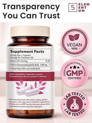 TUDCA Supplement 1200mg – Premium Bile Salts & Tauroursodeoxycholic Acid for Fat Digestion – Liver & Gallbladder Support for Women, Post-Meal Comfort – 120 Capsules in Saudi Arabia