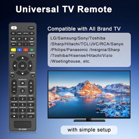 Universal-TV-Remote-Control Compatible with Vizio, Hisense, Sony, TCL, Samsung, LG, Philips, Onn, Sharp, RCA, Element, Westinghouse, Sanyo TV and More Brand Smart TVs in Kuwait