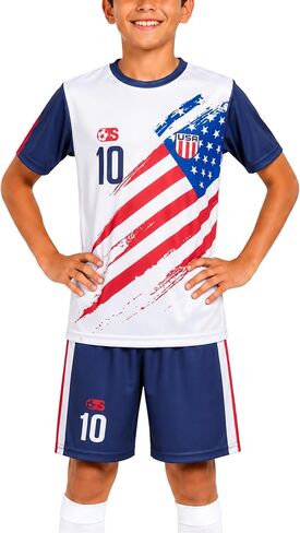 Quad Seven Boys Athletic Shorts Set - 2 Piece Short Sleeve Soccer Jersey Kids Shirt & Boys Soccer Shorts Youth Activewear Set in Saudi Arabia