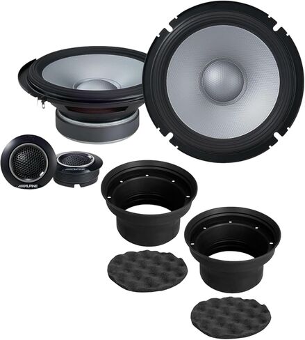 Alpine S2-S65C 6.5 بوصة S-Series 480W 2-Way Component Car System System + NVX XBAF65 مانعة لتسرب الماء 6.5 بوصة/6.75 بوصة مجموعة أدوات يربك مكبر الصوت من السيليكون in Kuwait