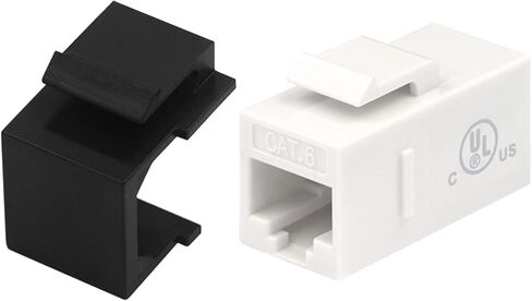 حزمة VCE مكونة من 20 حزمة من مقبس Keystone فارغة باللون الأسود مع 25 حزمة من وصلات توصيل CAT6 RJ45 Keystone Jack المضمنة باللون الأبيض in Kuwait