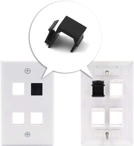 حزمة VCE مكونة من 20 حزمة من مقبس Keystone فارغة باللون الأسود مع 25 حزمة من وصلات توصيل CAT6 RJ45 Keystone Jack المضمنة باللون الأبيض in Kuwait