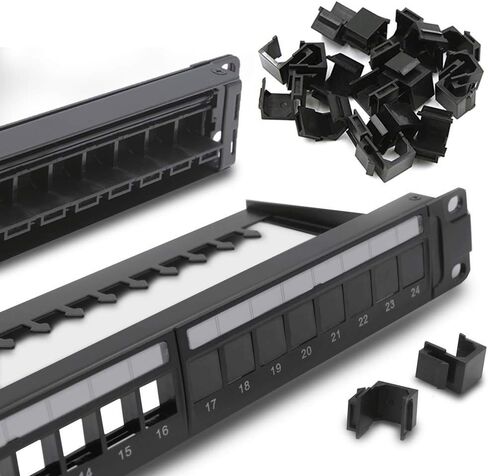 حزمة VCE مكونة من 20 حزمة من مقبس Keystone فارغة باللون الأسود مع 25 حزمة من وصلات توصيل CAT6 RJ45 Keystone Jack المضمنة باللون الأبيض in Kuwait