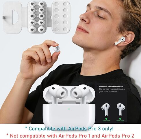 5 أحجام من أطراف الأذن من SIXFU متوافقة مع AirPod Pro 3 مع ملحقات مجموعة التنظيف وصندوق تخزين محمول، تصميم ناعم، يمكن ارتداؤها بدون ألم وشاشة حماية من الغبار الكثيفة (XXS/XS/S/M/L) - أبيض in Kuwait