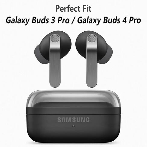 أطراف أذن من السيليكون من Geiomoo لسماعات Samsung Galaxy Buds 4 Pro، وSamsung Galaxy Buds 3 Pro، وسادات أذن بديلة (رمادي داكن، S/M/L) in Kuwait