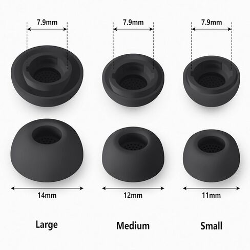 أطراف أذن من السيليكون من Geiomoo لسماعات Samsung Galaxy Buds 4 Pro، وSamsung Galaxy Buds 3 Pro، وسادات أذن بديلة (رمادي داكن، S/M/L) in Kuwait
