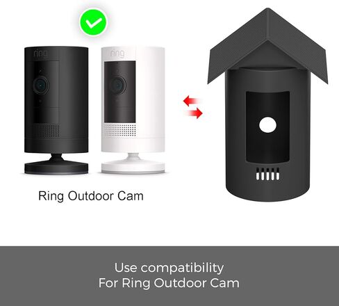 غطاء من السيليكون متوافق مع بطارية Ring Stick Up Cam، حافظة واقية على طراز Eav مع غطاء للشمس ودرع للمطر، غطاء كاميرا مقاوم للطقس لملحقات كاميرا الأمان الخارجية، أسود in Kuwait