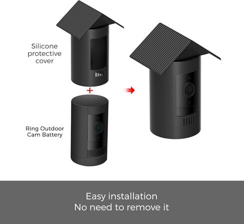 غطاء من السيليكون متوافق مع بطارية Ring Stick Up Cam، حافظة واقية على طراز Eav مع غطاء للشمس ودرع للمطر، غطاء كاميرا مقاوم للطقس لملحقات كاميرا الأمان الخارجية، أسود in Kuwait