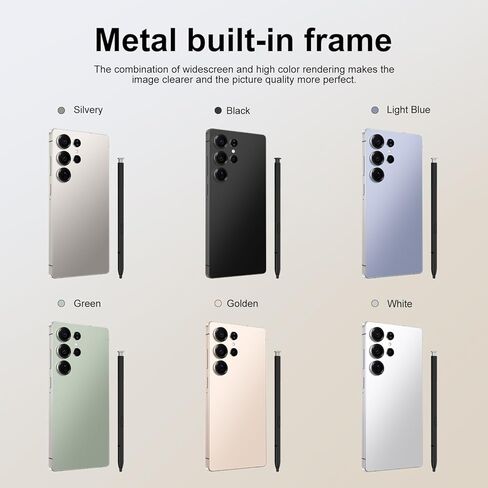 C25 Ultra 5G Unlocked Smartphone, 8GB+256GB, Android 14, Built in Pen, 8000mAh Long Battery Life Smartphone, 6.9" HD Screen Unlocked Cell Phone, 72MP+108MP Dual Camera/Dual SIM (Silver) in Saudi Arabia