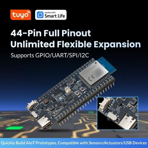 لوحة تطوير Tuya T5AI-Core، WiFi + Bluetooth 5.4 AI Voice Core Kit مع معالج ARM Cortex-M33 480 ميجا هرتز، ميكروفون ومكبر صوت مدمج، دعم طاقة USB والبطارية للنماذج الأولية للأجهزة الذكية IoT in Kuwait
