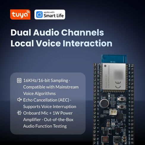 لوحة تطوير Tuya T5AI-Core، WiFi + Bluetooth 5.4 AI Voice Core Kit مع معالج ARM Cortex-M33 480 ميجا هرتز، ميكروفون ومكبر صوت مدمج، دعم طاقة USB والبطارية للنماذج الأولية للأجهزة الذكية IoT in Kuwait