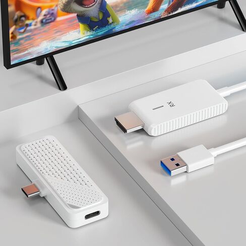 Rocketek Type C Wireless HDMI Transmitter and Receiver, Plug&Play, Ultra 4K Decode Input 1080P@60Hz Output, 50M 5G+2.4G and Audio for iPhone 17/16/15/iPad/Tablet/Laptop/PC to Monitor/Projector/TV Box in Kuwait